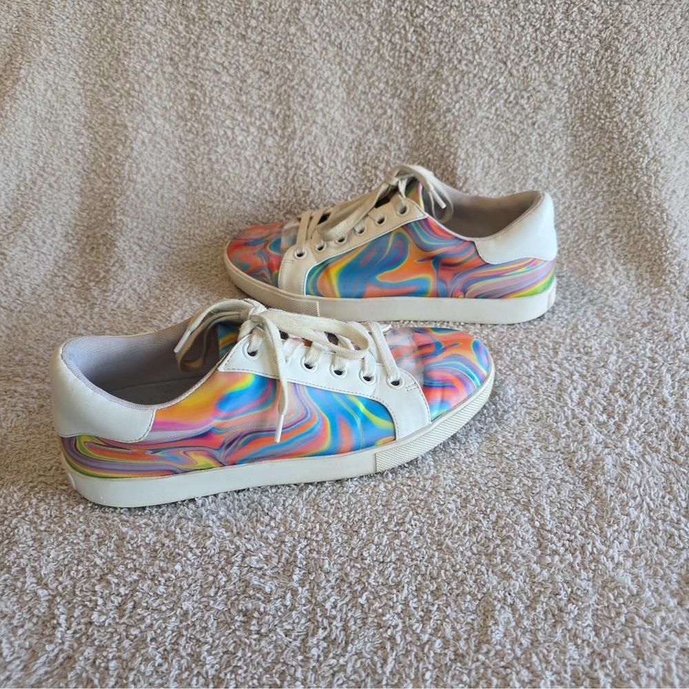 Katy Perry The Rizzo Sneaker Rainbow Multi/holographic Psychedelic Swirls Sz 8